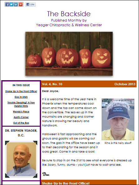 Yeager Chiropractic E-newsletter 